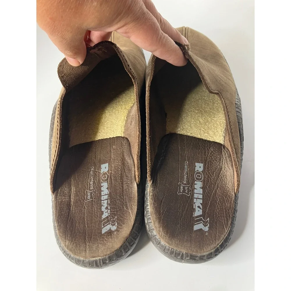 Romika Leather Clogs Mens 46 Brown Good Slip On Mules Comfort Shoes